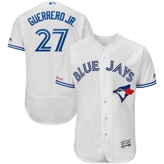 Toronto Blue Jays #27 Vladimir Guerrero Jr. Majestic Home Flex Base Authentic Collection Player Jersey - White - Ujersey