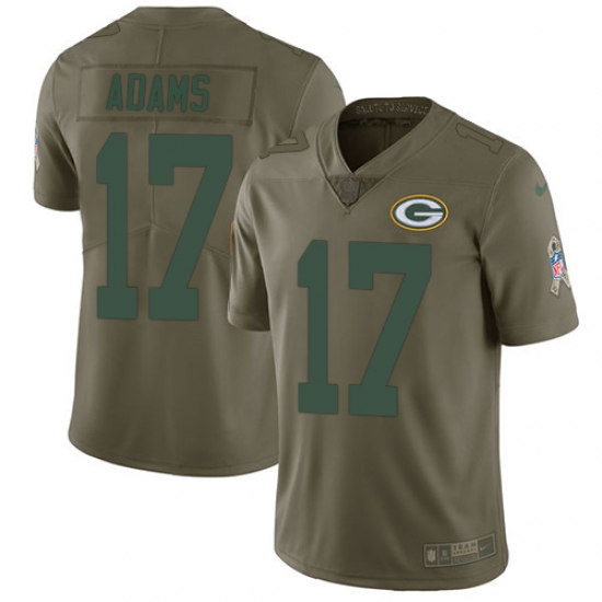 Youth Nike Green Bay Packers #17 Davante Adams Limited Olive 2017 Salute to Service NFL Jersey - Ujersey