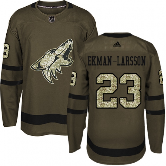 Youth Adidas Arizona Coyotes #23 Oliver Ekman-Larsson Authentic Green Salute to Service NHL Jersey - Ujersey