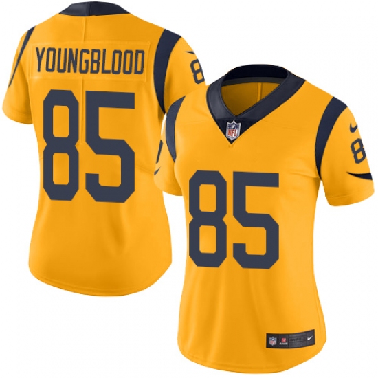 Women's Nike Los Angeles Rams #85 Jack Youngblood Limited Gold Rush Vapor Untouchable NFL Jersey - Ujersey