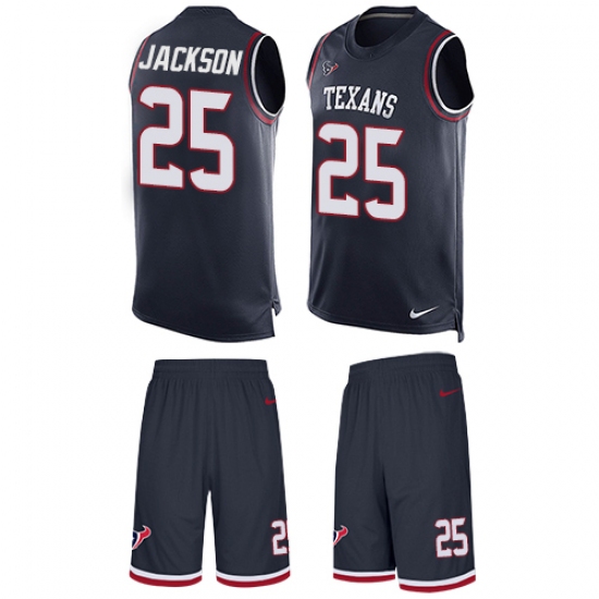 Men's Nike Houston Texans #25 Kareem Jackson Limited Navy Blue Tank Top Suit NFL Jersey - Ujersey