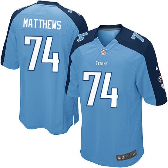 Men's Nike Tennessee Titans #74 Bruce Matthews Game Light Blue Team Color NFL Jersey - Ujersey