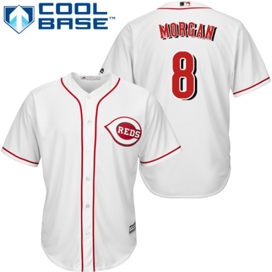 Men's Majestic Cincinnati Reds #8 Joe Morgan Replica White Home Cool Base MLB Jersey - Ujersey