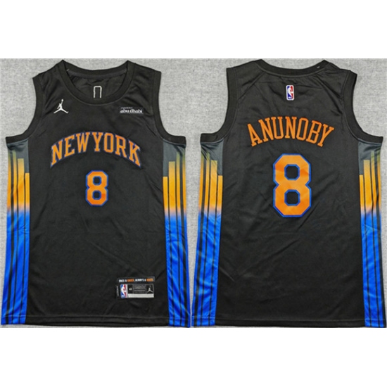 Men's New Yok Knicks #8 OG Anunoby Statement Edition Stitched Jersey