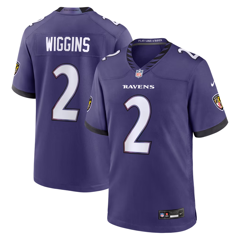 Men's Baltimore Ravens Nate Wiggins Nike Purple Team Game Jersey
