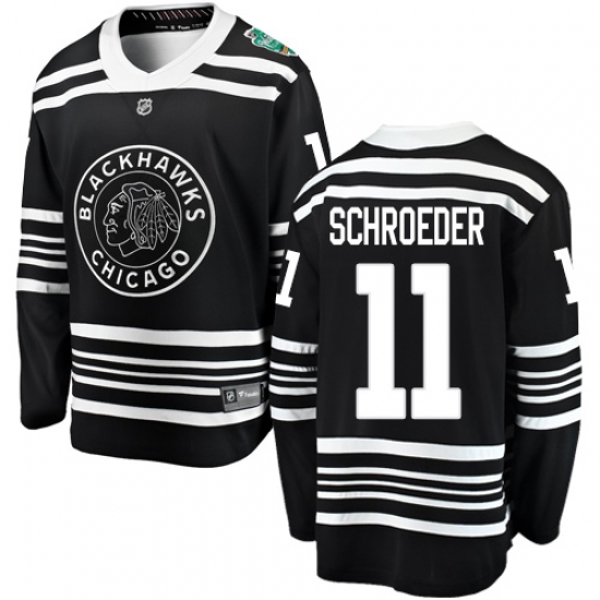 Men's Chicago Blackhawks #11 Jordan Schroeder Black 2019 Winter Classic Fanatics Branded Breakaway NHL Jersey - Ujersey
