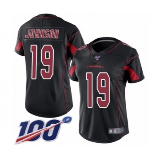 Women's Arizona Cardinals #19 KeeSean Johnson Limited Black Rush Vapor Untouchable 100th Season Football Jersey - Ujersey