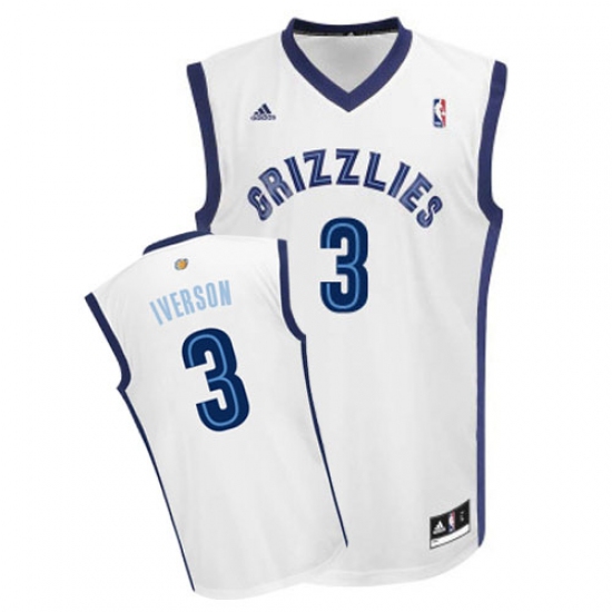 Men's Adidas Memphis Grizzlies #3 Allen Iverson Swingman White Home NBA Jersey - Ujersey