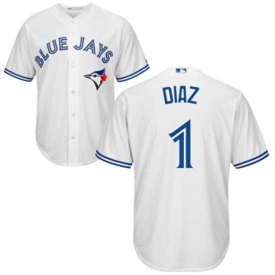 Men's Majestic Toronto Blue Jays #1 Aledmys Diaz Replica White Home MLB Jersey - Ujersey
