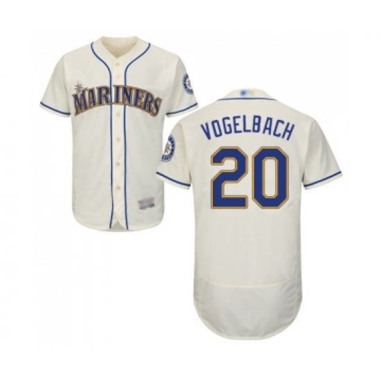 Men's Seattle Mariners #20 Dan Vogelbach Cream Alternate Flex Base Authentic Collection Baseball Jersey - Ujersey
