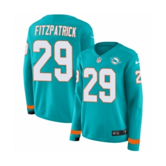 Women's Nike Miami Dolphins #29 Minkah Fitzpatrick Limited Aqua Therma Long Sleeve NFL Jersey - Ujersey