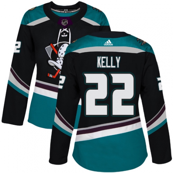Women's Adidas Anaheim Ducks #22 Chris Kelly Authentic Black Teal Third NHL Jersey - Ujersey