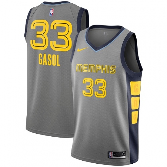 Youth Nike Memphis Grizzlies #33 Marc Gasol Swingman Gray NBA Jersey - City Edition - Ujersey