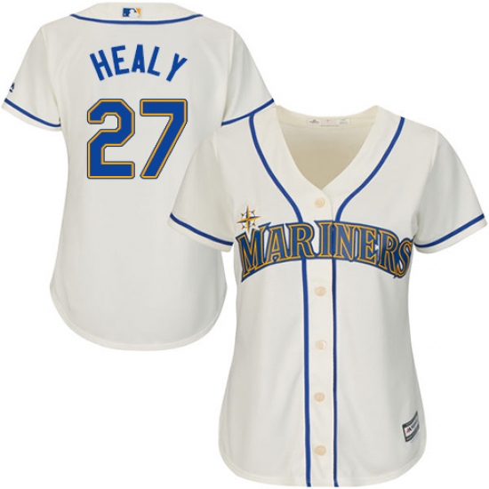 Women's Majestic Seattle Mariners #27 Ryon Healy Authentic Cream Alternate Cool Base MLB Jersey - Ujersey