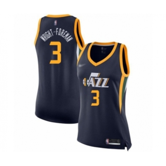 Women's Utah Jazz #3 Justin Wright-Foreman Swingman Navy Blue Basketball Jersey - Icon Edition