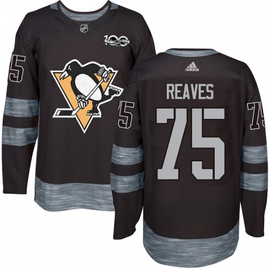 Men's Adidas Pittsburgh Penguins #75 Ryan Reaves Authentic Black 1917-2017 100th Anniversary NHL Jersey - Ujersey
