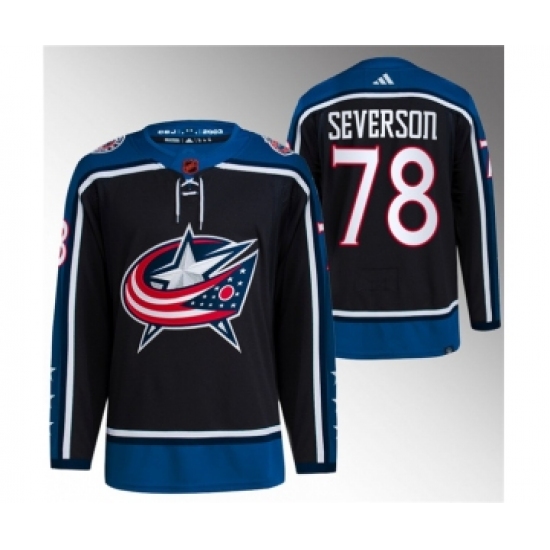 Men's Columbus Blue Jackets #78 Damon Severson Black 2022-23 Reverse Retro Stitched Jersey - Ujersey