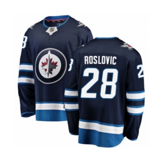 Men's Winnipeg Jets #28 Jack Roslovic Fanatics Branded Navy Blue Home Breakaway NHL Jersey - Ujersey