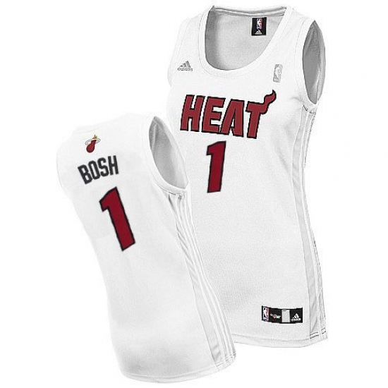 Women's Adidas Miami Heat #1 Chris Bosh Swingman White Home NBA Jersey - Ujersey