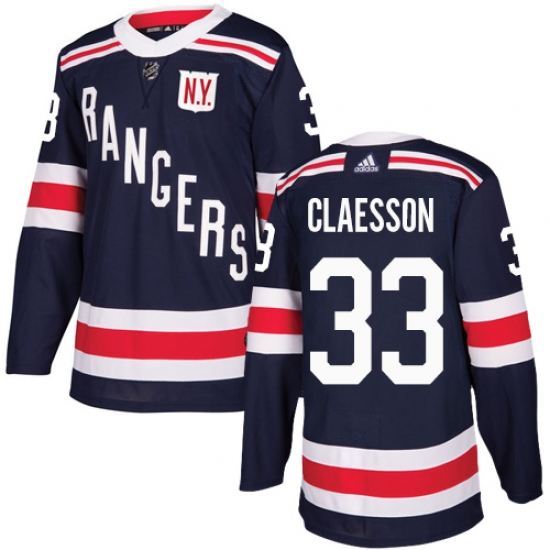 Youth Adidas New York Rangers #33 Fredrik Claesson Authentic Navy Blue 2018 Winter Classic NHL Jersey - Ujersey