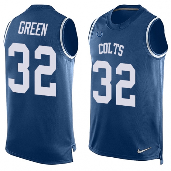 Men's Nike Indianapolis Colts #32 T.J. Green Limited Royal Blue Player Name & Number Tank Top NFL Jersey - Ujersey
