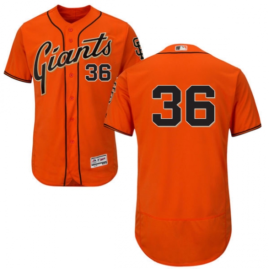 Men's Majestic San Francisco Giants #36 Gaylord Perry Orange Alternate Flex Base Authentic Collection MLB Jersey - Ujersey