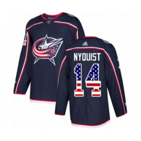 Youth Columbus Blue Jackets #14 Gustav Nyquist Authentic Navy Blue USA Flag Fashion Hockey Jersey