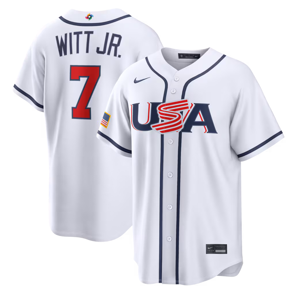 Men's USA Baseball Bobby Witt Jr. Nike White 2026 World Baseball Classic Home Stadium Jersey - U-jersey