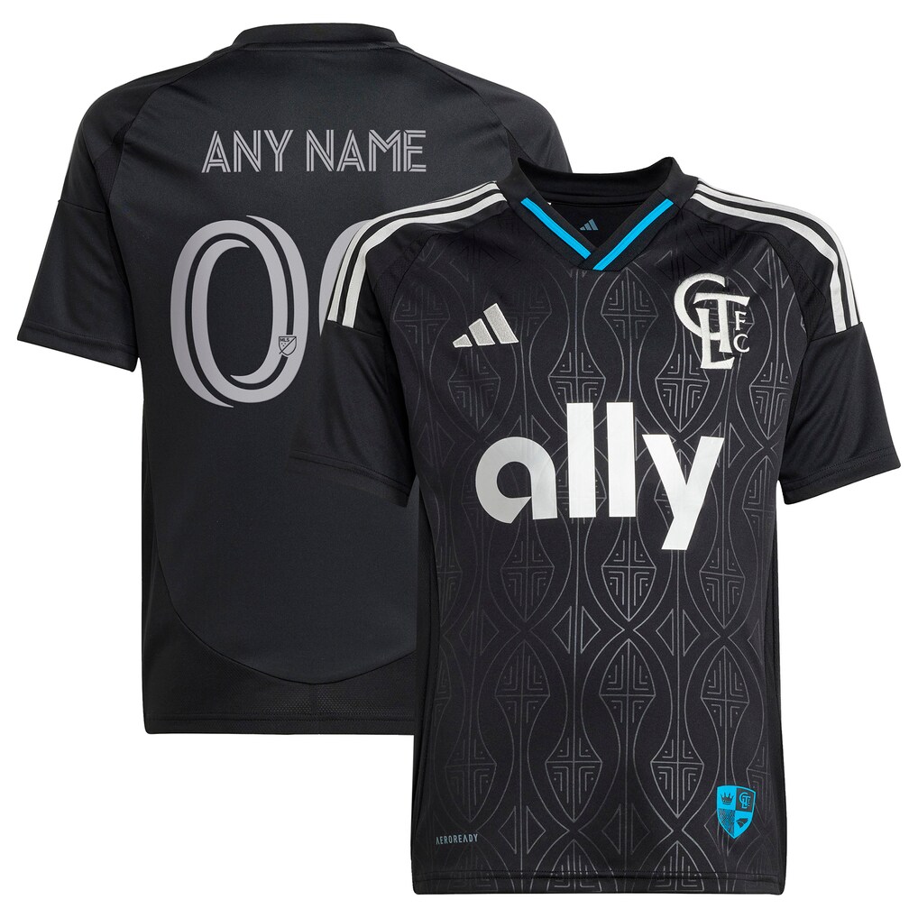 Youth Charlotte FC adidas Black 2025 Fortress Kit Replica Custom Jersey - Ujersey