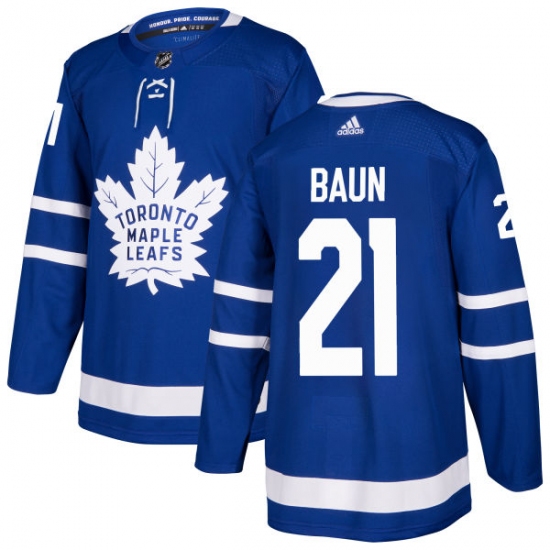 Youth Adidas Toronto Maple Leafs #21 Bobby Baun Authentic Royal Blue Home NHL Jersey - Ujersey