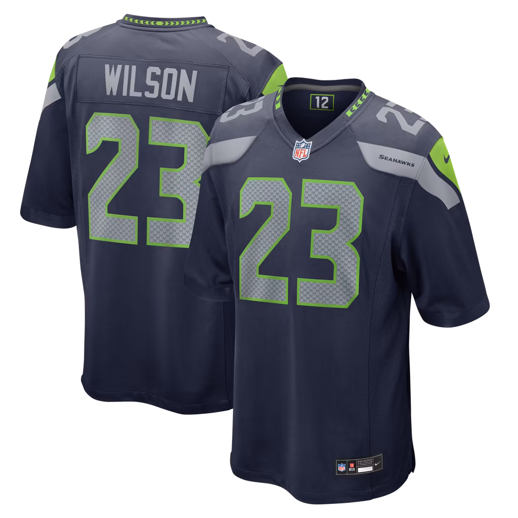 Men's Seattle Seahawks Emanuel Wilson Nike College Navy Team Game Jersey - Ujersey