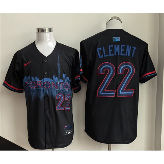 Men's Toronto Blue Jays #22 Ernie Clement Navy 2024 City Connect Limited Stitched Baseball Jersey - Ujersey
