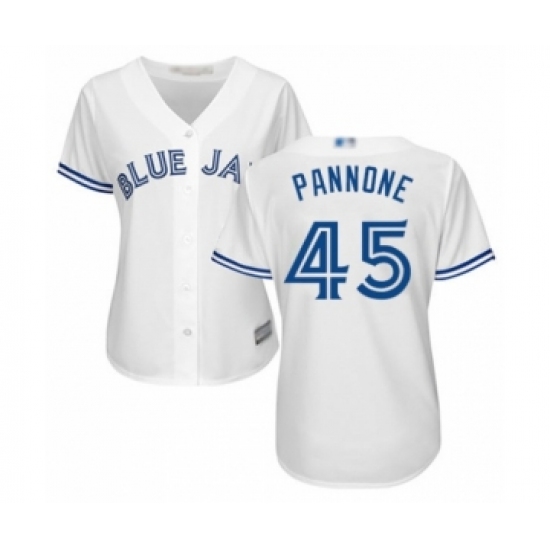 Women's Toronto Blue Jays #45 Thomas Pannone Authentic White Home Baseball Player Jersey - Ujersey