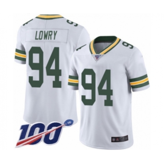 Men's Green Bay Packers #94 Dean Lowry White Vapor Untouchable Limited Player 100th Season Football Jersey - Ujersey