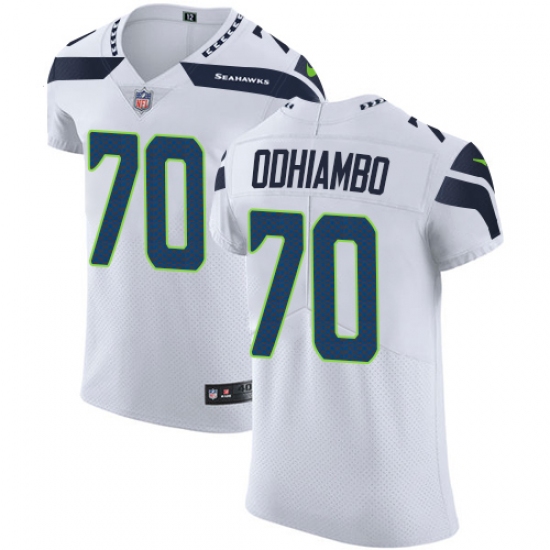 Men's Nike Seattle Seahawks #70 Rees Odhiambo White Vapor Untouchable Elite Player NFL Jersey - Ujersey