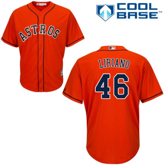 Youth Majestic Houston Astros #46 Francisco Liriano Replica Orange Alternate Cool Base MLB Jersey - Ujersey