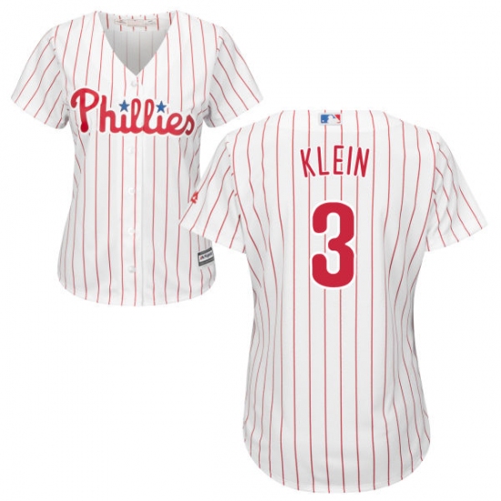 Women's Majestic Philadelphia Phillies #3 Chuck Klein Authentic White/Red Strip Home Cool Base MLB Jersey - Ujersey