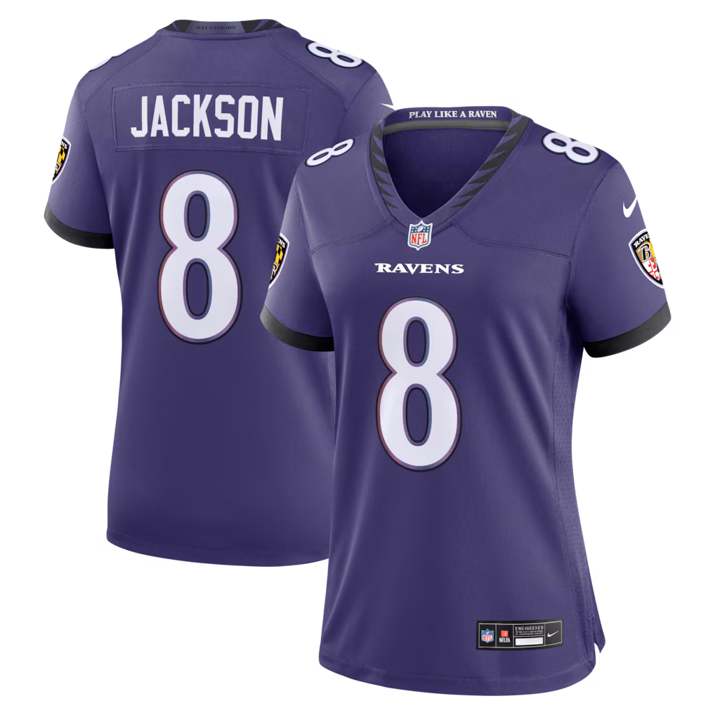 Women's Baltimore Ravens Lamar Jackson Nike Purple Team Game Jersey