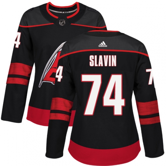 Women's Adidas Carolina Hurricanes #74 Jaccob Slavin Premier Black Alternate NHL Jersey - Ujersey