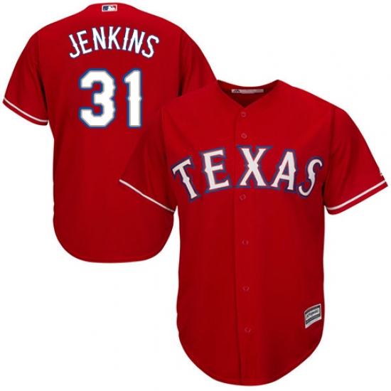 Youth Majestic Texas Rangers #31 Ferguson Jenkins Authentic Red Alternate Cool Base MLB Jersey - Ujersey