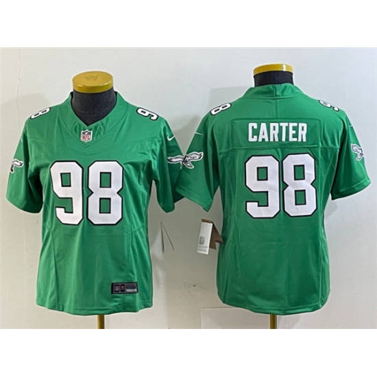 Women's Philadelphia Eagles #98 Jalen Carter Green 2023 F.U.S.E. Stitched Football Jersey - Ujersey