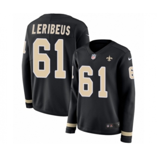 Women's Nike New Orleans Saints #61 Josh LeRibeus Limited Black Therma Long Sleeve NFL Jersey - Ujersey