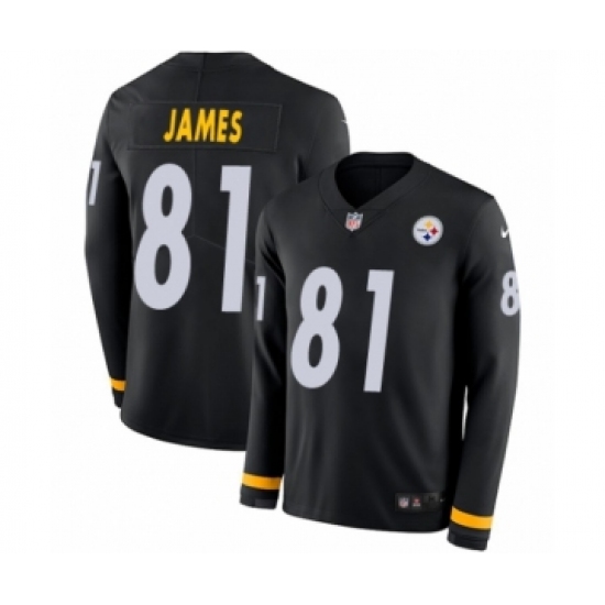 Youth Nike Pittsburgh Steelers #81 Jesse James Limited Black Therma Long Sleeve NFL Jersey - Ujersey