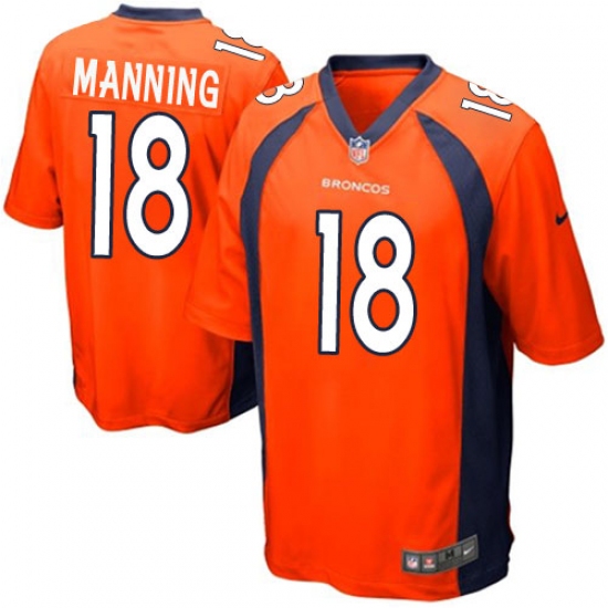 Men's Nike Denver Broncos #18 Peyton Manning Game Orange Team Color NFL Jersey - Ujersey