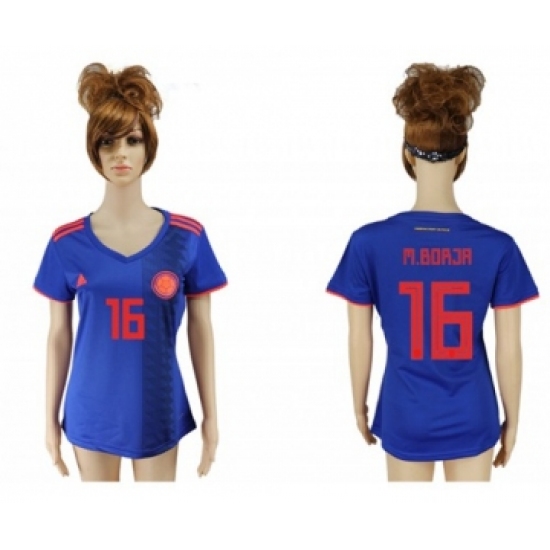 Women's Colombia #16 M.Borja Away Soccer Country Jersey