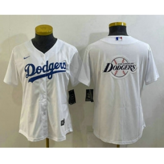 Women's Los Angeles Dodgers Big Logo White MLB Cool Base Nike Jerseys - Ujersey