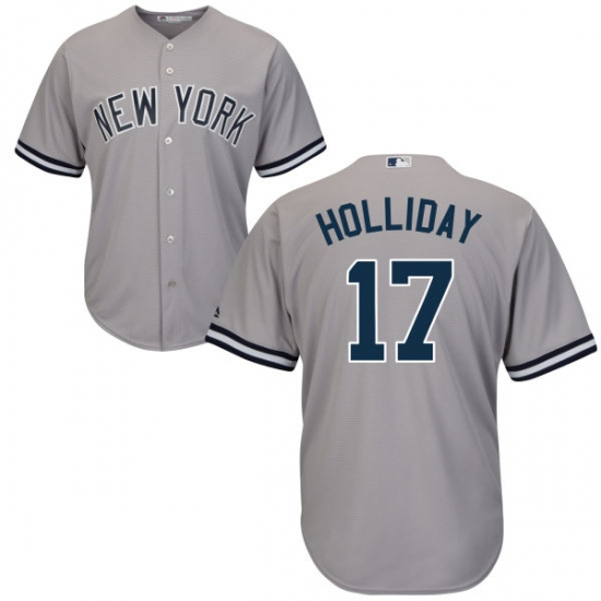 Youth Majestic New York Yankees #17 Matt Holliday Authentic Grey Road MLB Jersey - Ujersey