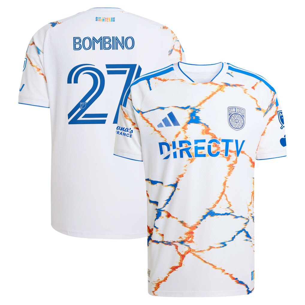 Men's San Diego FC Luca Bombino adidas White 2026 Unprecedented Unity Kit On-Field Authentic Patch Jersey - Ujersey