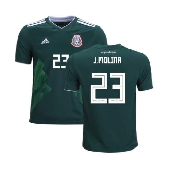 Mexico #23 J.Molina Home Kid Soccer Country Jersey