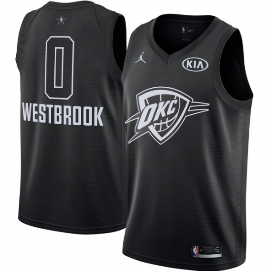 Men's Nike Jordan Oklahoma City Thunder #0 Russell Westbrook Swingman Black 2018 All-Star Game NBA Jersey - Ujersey